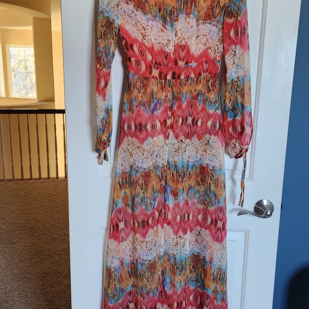 Luxxel romper maxi dress.. Stunning!!  Multi-color and vivid. Size S - Picture 7 of 7